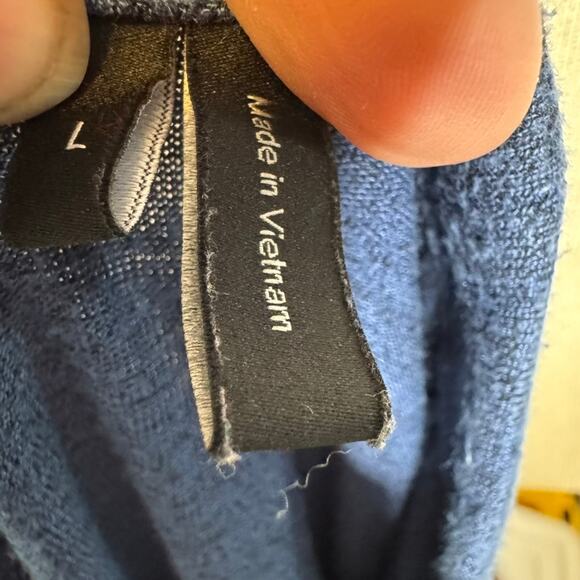 Theory Men’s Blue Black Lightweight Crewneck Sweater Modal Blend Size Large - Picture 5 of 7